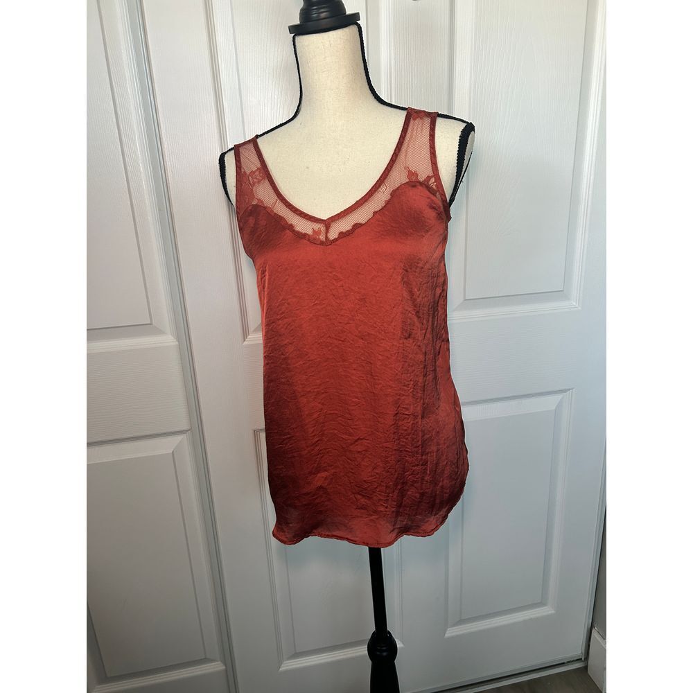Maurice's Camisole Crinkle Lace Sleeveless Tank Tunic Top‎ Burnt Orange Sz Small